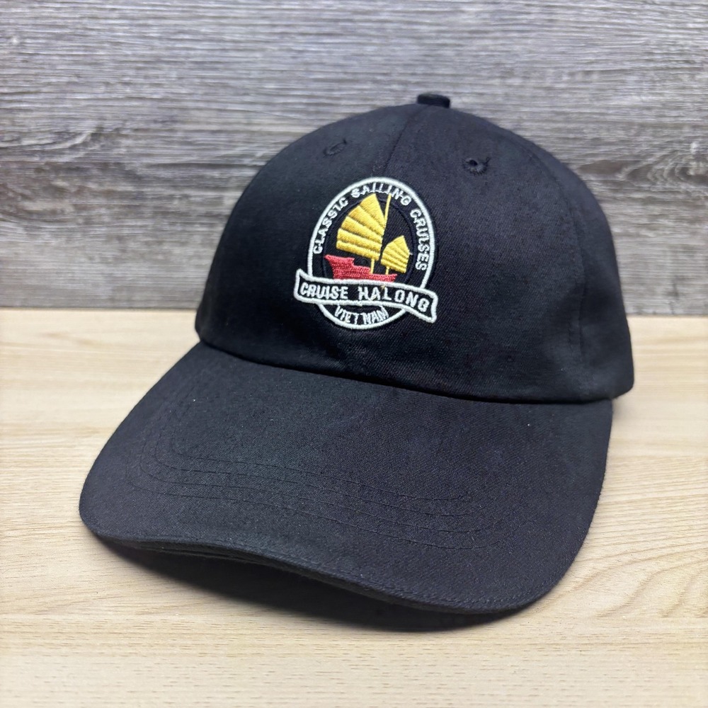 Cruise Halong Vietnam Sailing Hat Cap Strap Back Black Embroidered Patch Mens